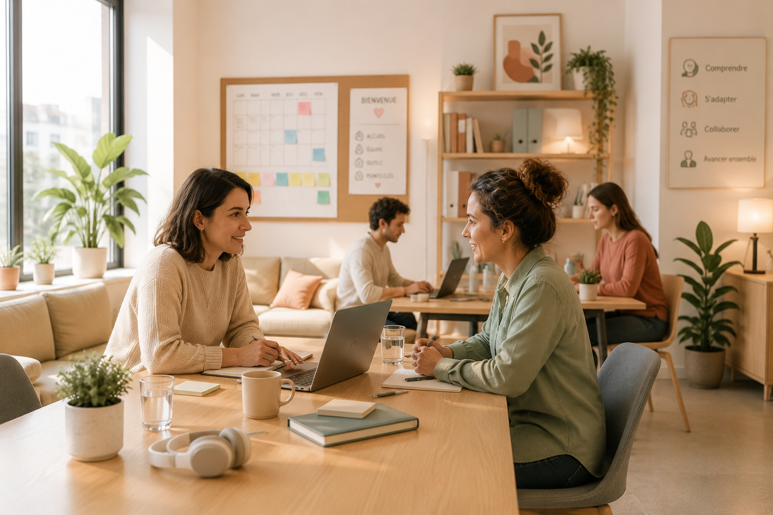 Réunion d’équipe autour de l’intégration en entreprise